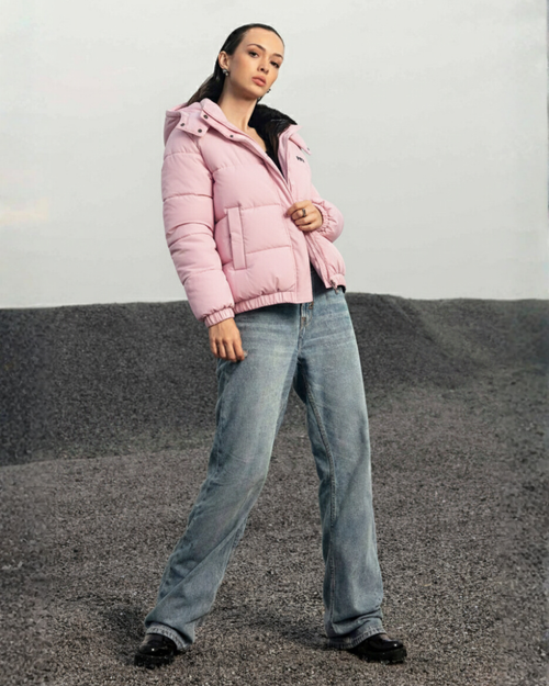 PinkPulse Puff – Detachable Hooded Jacket